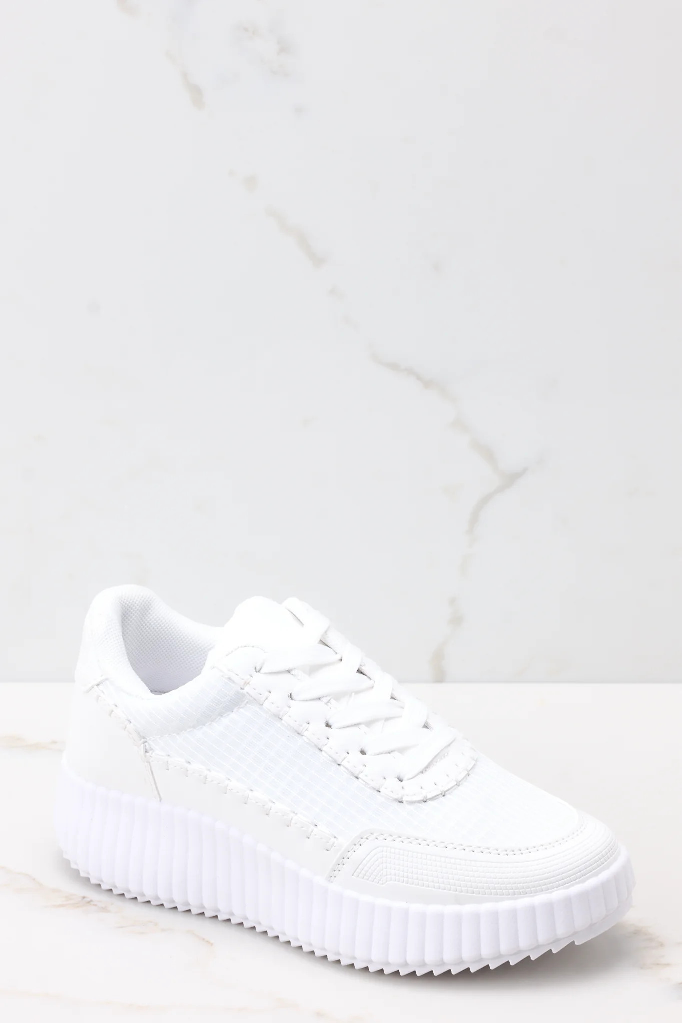 Iconic Steps White Platform Sneakers | Red Dress 