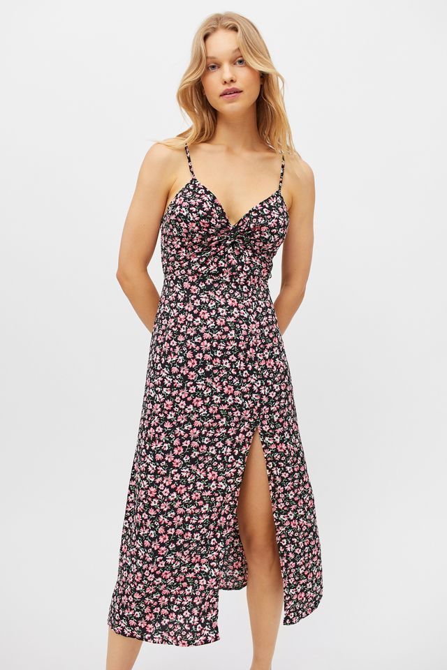 Kiss The Sky Floral Twist-Front  Midi Dress | Urban Outfitters (US and RoW)