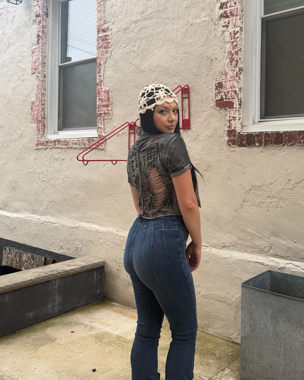 i love affliction! i got this top at buckle back in january.
jeans are older free people - i hemmed them! 
also trying out a skull cap. not sure what i think yet !