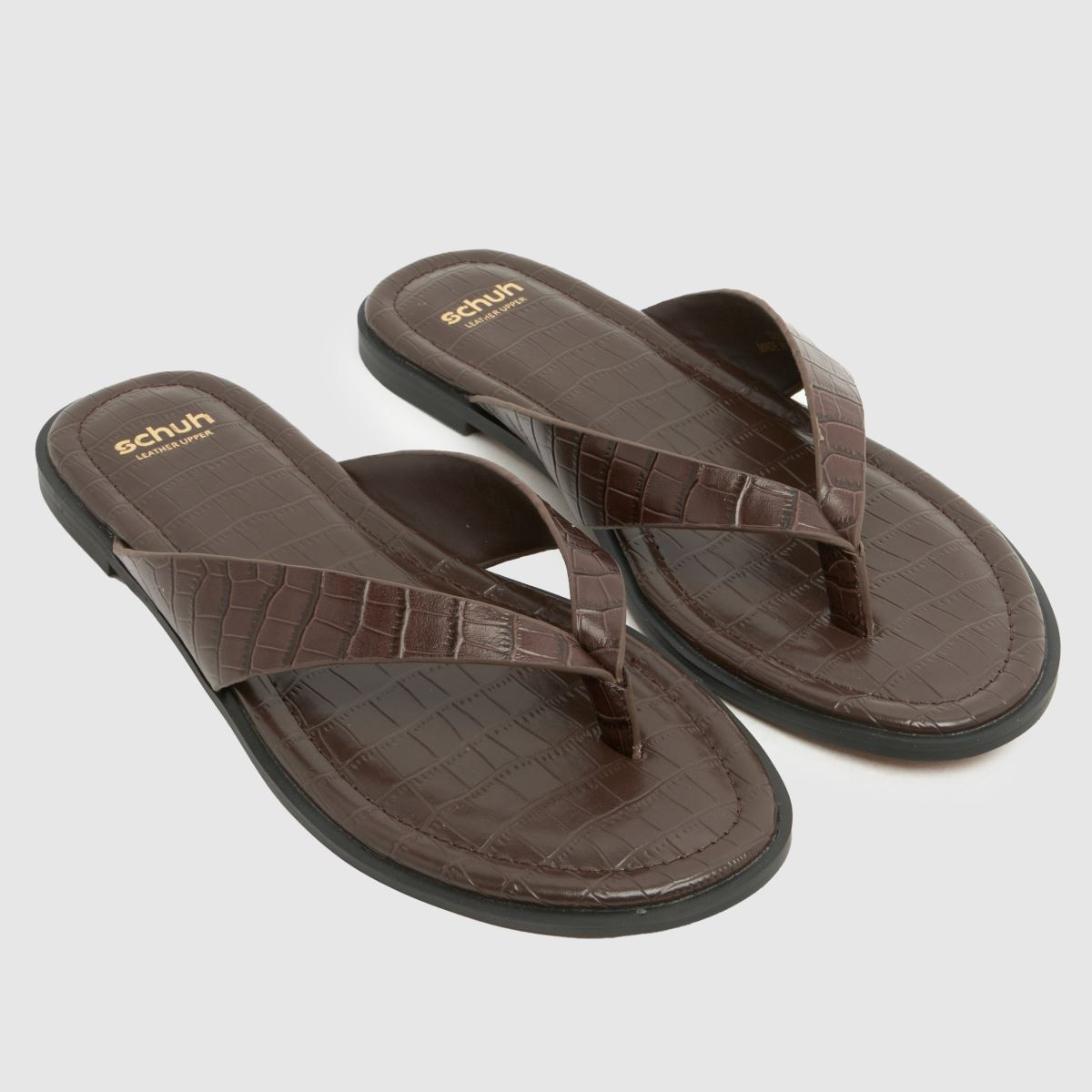 Womens Brown schuh Thailand Leather Toe Post Sandals | schuh | Schuh