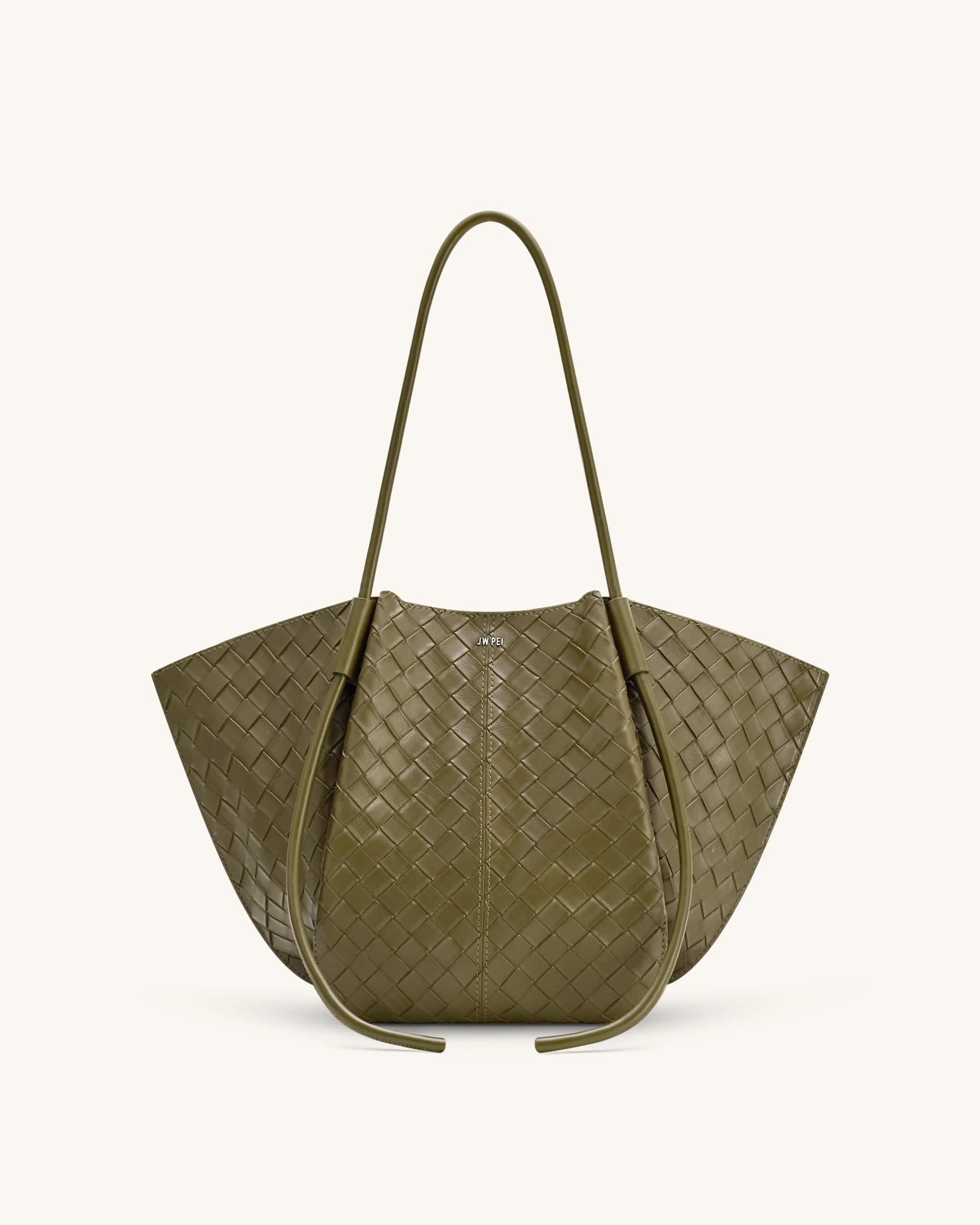 Nala Wide Weave Texture Tote Bag - Olive Green | JW PEI US