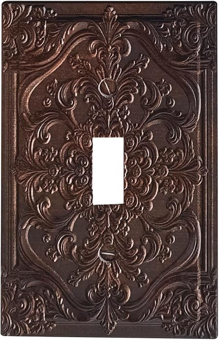 CzCZRPKEN Vintage Antique Bronze Baroque Decorative Light Switch Plate Covers Rust Brown 3D Flora... | Amazon (US)