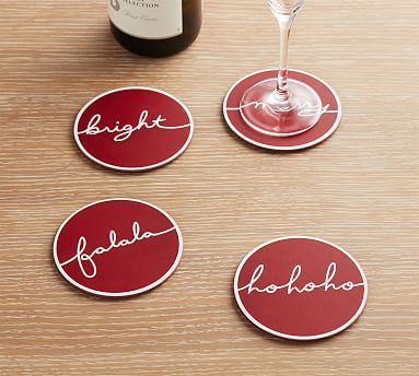 Holiday Sentiment Cork Coasters - Set of 4 | Pottery Barn (US)