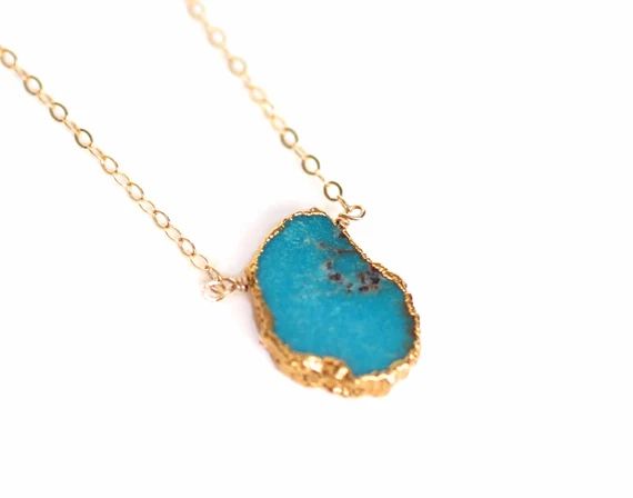 Turquoise Slice Gemstone Necklace | Etsy (US)