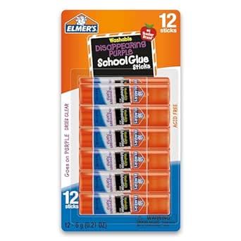 Elmer's Disappearing Purple School Glue Sticks, Washable, 6 Grams, 12 Count | Amazon (US)