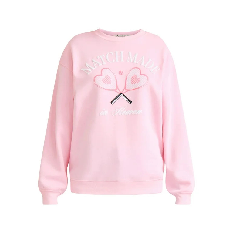 Valentine’s Day Match Made In Heaven Graphic Fleece Pullover Sweatshirt with Long Sleeves, Wome... | Walmart (US)