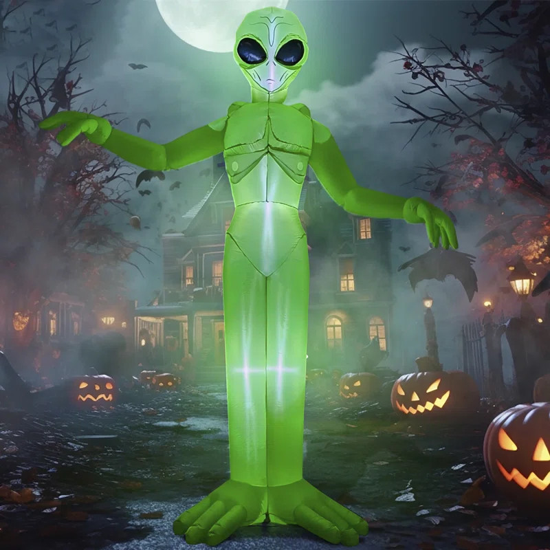 9 FT Tall Halloween Inflatable Decoration Outside, Halloween Blow Up Alien Inflatable Outdoor Dec... | Wayfair North America