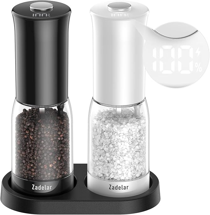 Salt and Pepper Grinder Set with LED Power Display Larger Capacity Salt and Pepper Shakers Set Re... | Amazon (US)