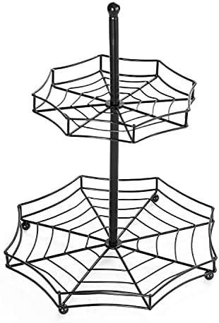 Amazon.com: The Lakeside Collection Halloween Spider Web 2-Tier Serving Tray - Spooky Tabletop Ac... | Amazon (US)