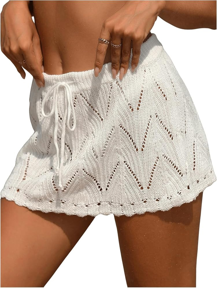 Milumia Women Crochet Beach Mini Skirt Swim Bikini Cover Up Skirt Knit Swimsuit Bathing Suit Cove... | Amazon (US)