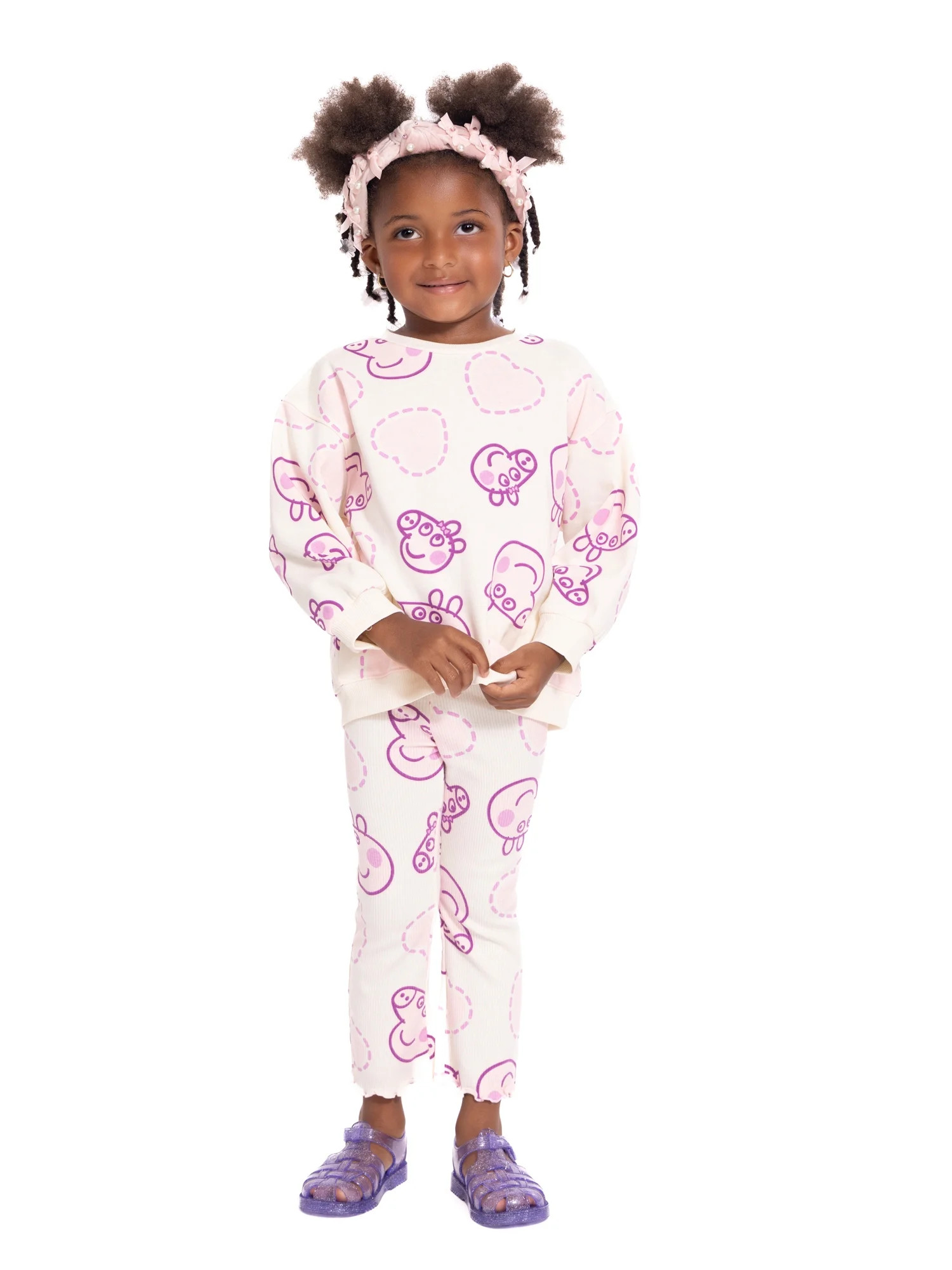 Peppa Pig Toddler Girls Graphic Sweatshirt and Flare Leggings Set, 2-Piece, Sizes 12M-5T | Walmart (US)