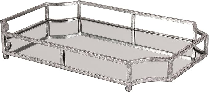 Kate and Laurel Ciel Metal Mirrored Ornate Scalloped Decorative Tray, Silver | Amazon (US)