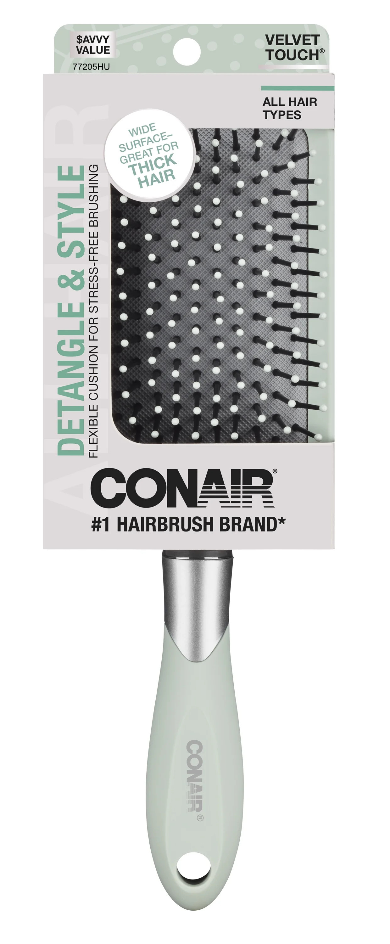 Conair Velvet Touch Paddle Hair Brush, Detangle, All Hair Types | Walmart (US)