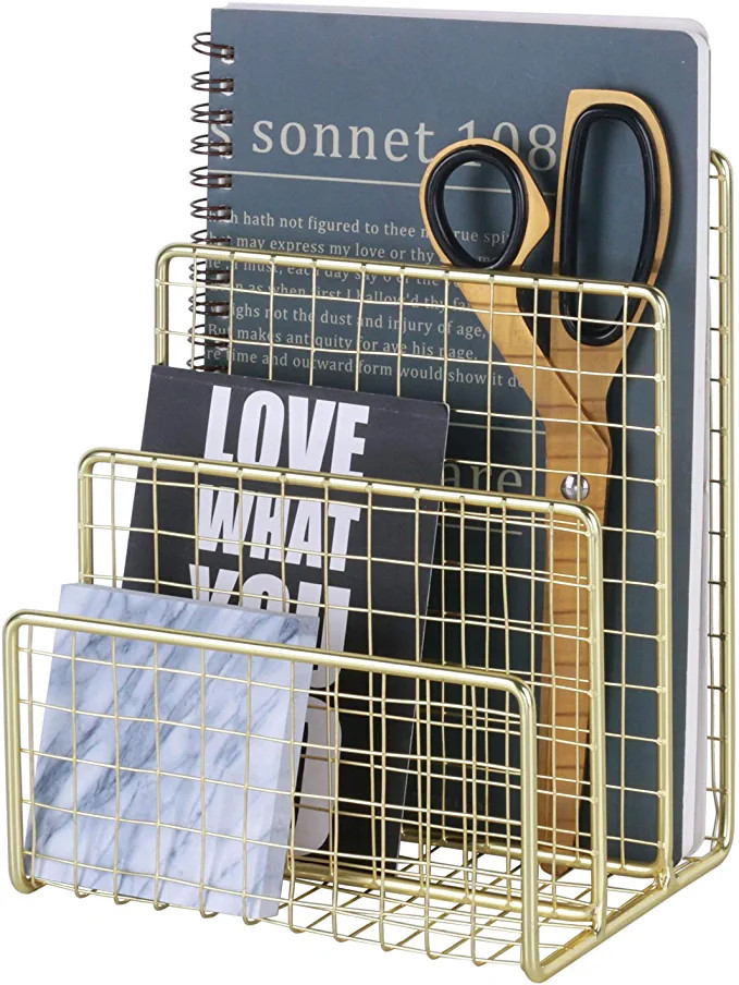 Geiornzer 3 Slots Letter Holder, Metal Multifunctional File Holder for Mails, Books, Brochures an... | Amazon (US)