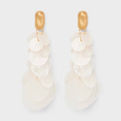 Pearl Inlay Hoop Earrings - A New Day™ Gold/White | Target