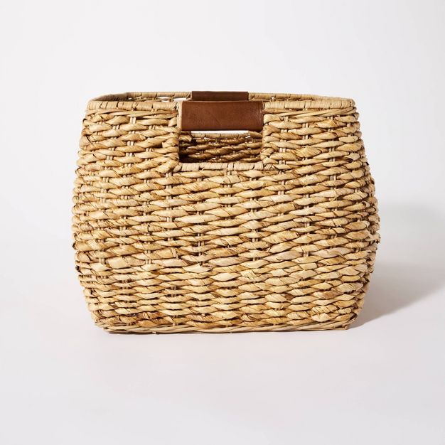Decorative Rectangle Storage Basket with Cut Off Handles 12&#34; x 17&#34; Brown - Threshold&#848... | Target