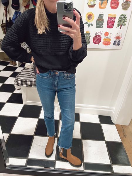 Outfit of the day. ✨ everything tts. This Target sweater comes in other colors and is 🙌🏻

#winterfashion
#black sweater
#lug boots

#LTKSeasonal #LTKshoecrush