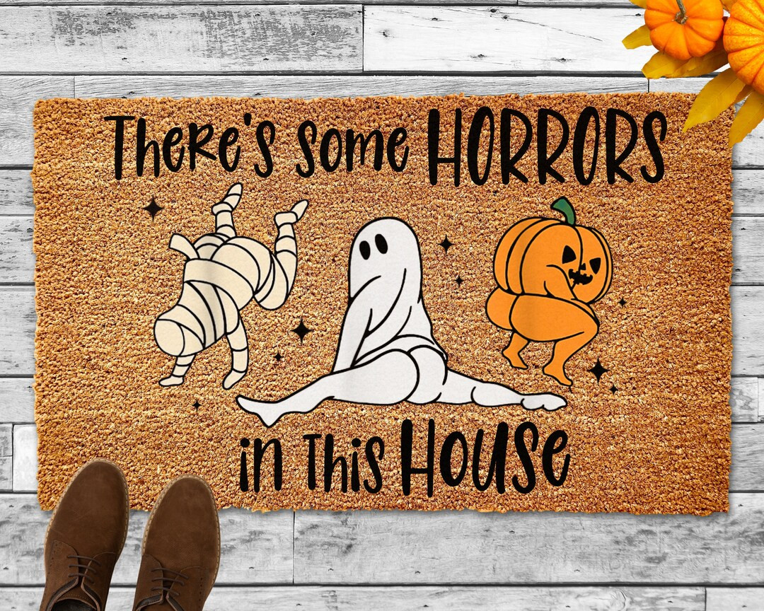 Funny Halloween Doormat, Funny Doormat, Halloween Door Mat, Welcome Mat, Funny Door Mat, There's ... | Etsy (US)