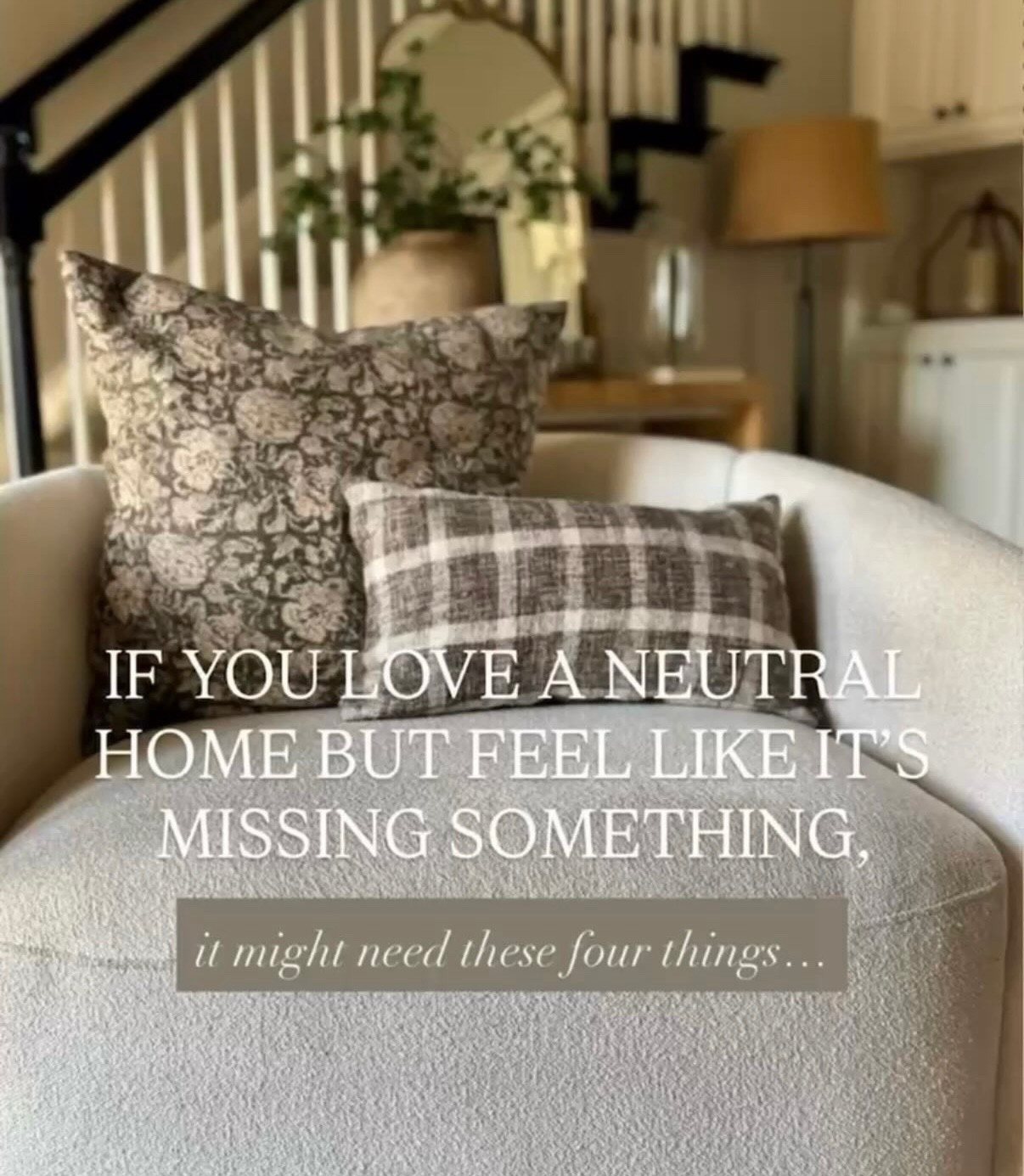 If you love a neutral home but feel like something’s missing, here are 4 simple ways to bring it to life:
 • Add woven baskets for texture + depth • Bring in greenery or seasonal stems for a soft pop of color • Mix in warm wood tones to bring warmth to your space • Use patterned rugs or pillows for interest + dimension

Neutral doesn’t have to mean flat or boring, it just needs a little contrast and character!



#LTKHome