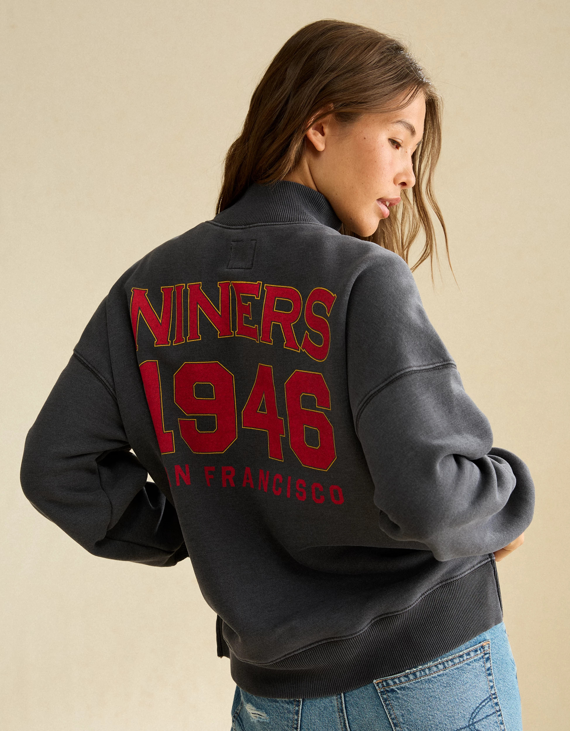 NFL San Francisco 49ers Everyday Luxe Mock Neck Sweatshirt Support your Team! | American Eagle Outfitters (US & CA)