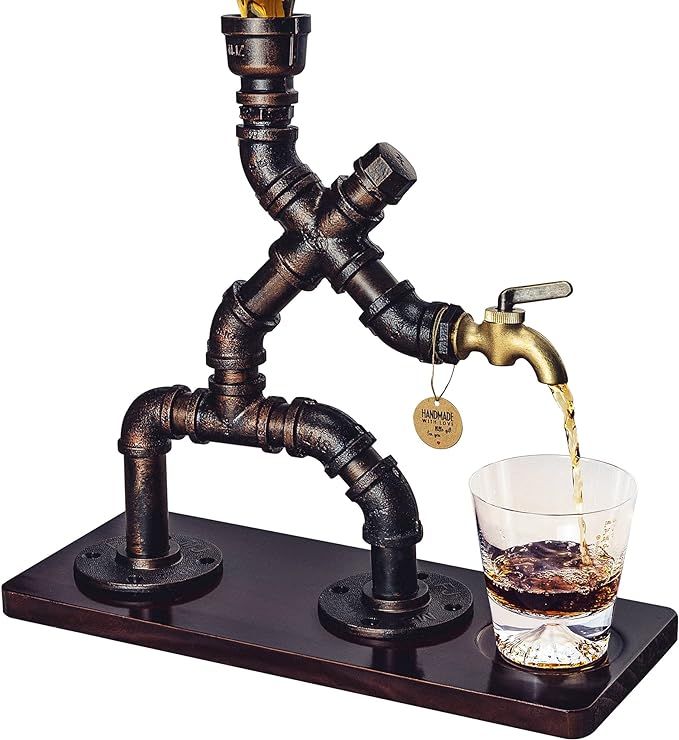 Vida Brillante Handcrafted Liquor Dispenser- Steampunk Pipe Decor, Industrial Whiskey Holder, Rus... | Amazon (US)
