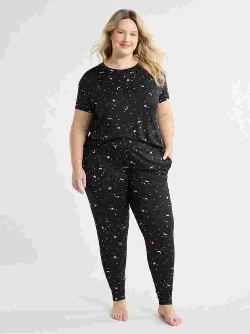 Joyspun Women's and Women’s Plus Sleep Tee and Joggers Pajama Set, 2-Piece, Sizes XS to 3X - Wa... | Walmart (US)