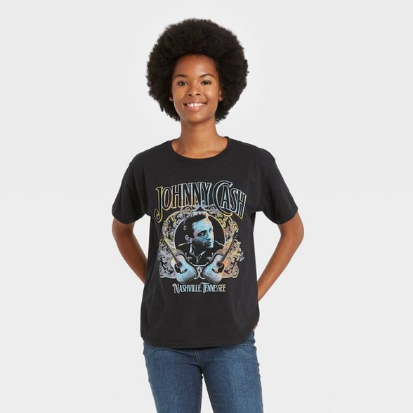 Women's Johnny Cash Short Sleeve Graphic T-Shirt - Black | Target
