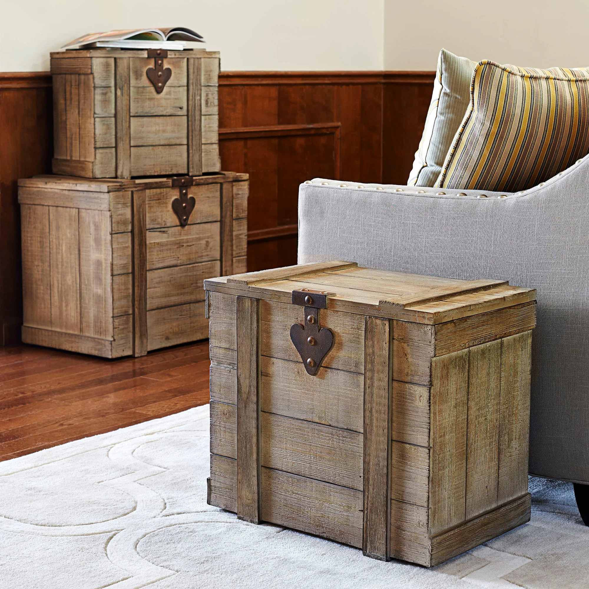 Household Essentials Antiqued Decorative Trunk with Hinge and Lid | Bed Bath & Beyond