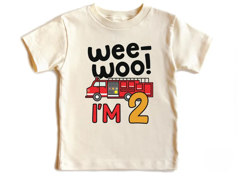 Firetruck 2nd Birthday Shirt: "wee Woo I'm 2" Toddler Tee - Etsy | Etsy (Global)