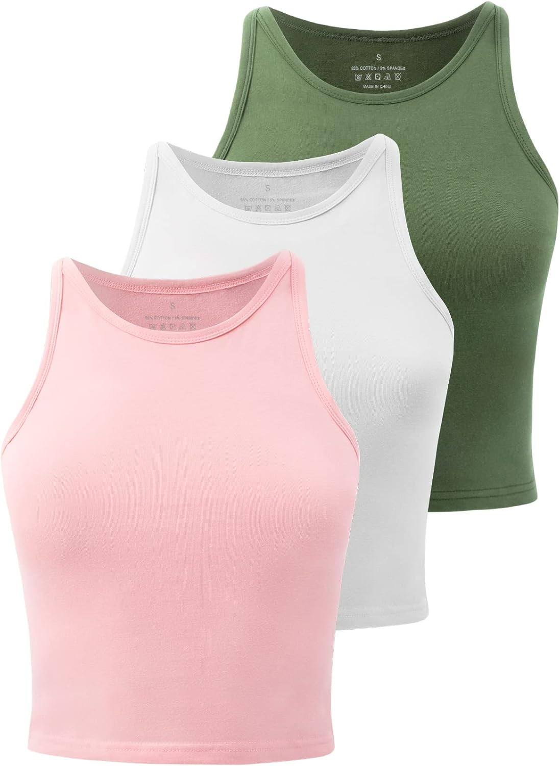 Yeawinta Crop Tops for Women High Neck Tank Top Athletic Cropped Shirts Workout Tanks Gym Clothes... | Amazon (US)