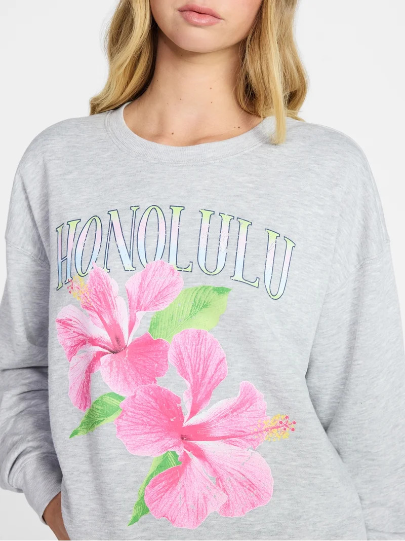 No Boundaries Graphic Crewneck Sweatshirt, Women's and Women's Plus Sizes XXS-4X | Walmart (US)