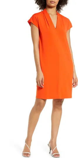 Halogen® Pleat Detail Shift Dress | Nordstrom | Nordstrom