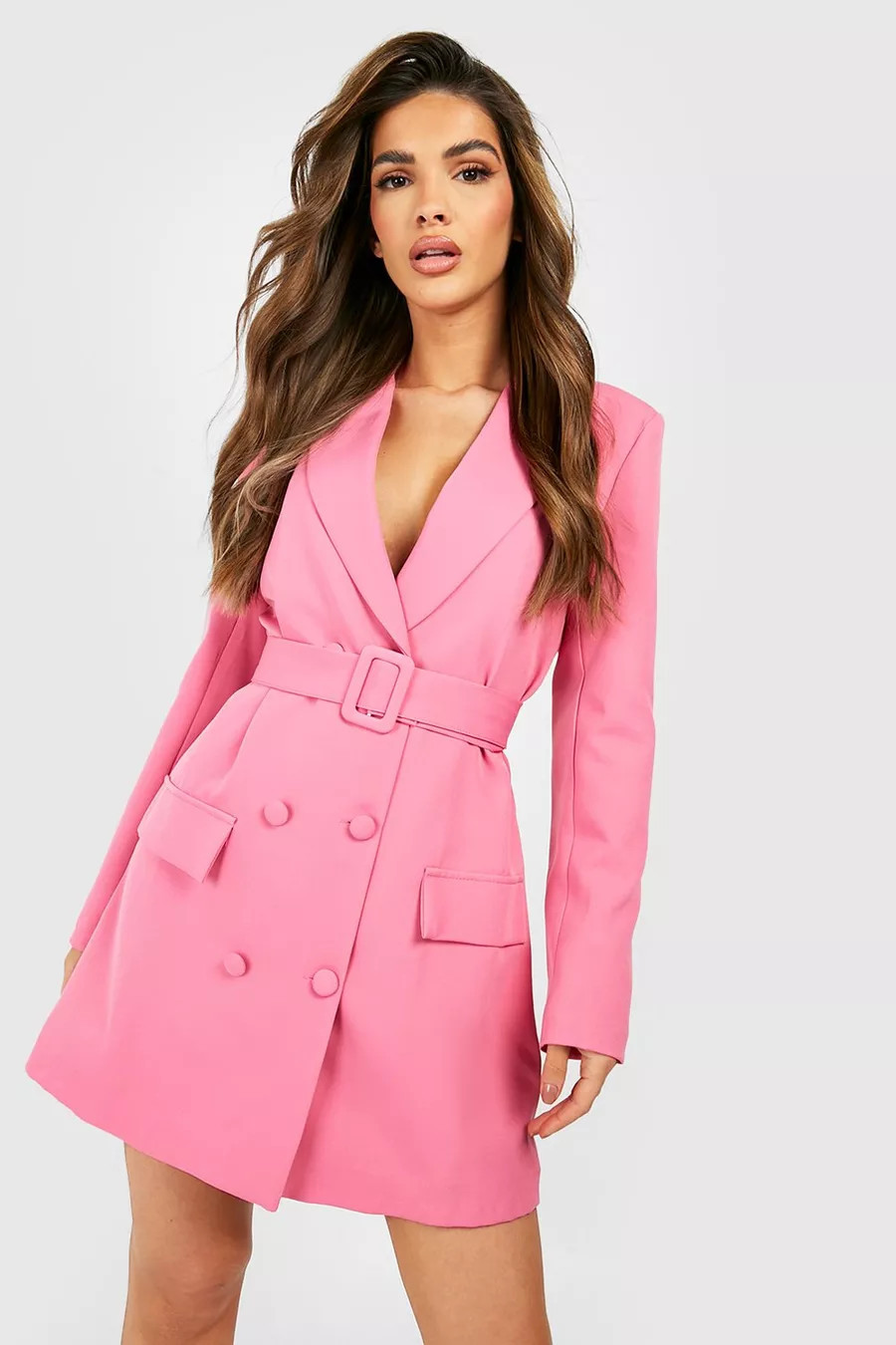 Double Breasted Belted Blazer Dress | Boohoo.com (US & CA)