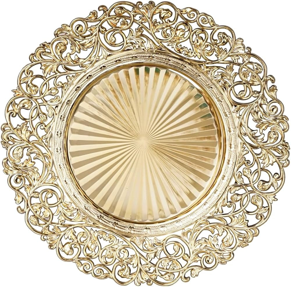 13inch Round Plastic Hollowed out flowers Charger Plates,Set of 8,Charger Plates for Dinner,Weddi... | Amazon (US)