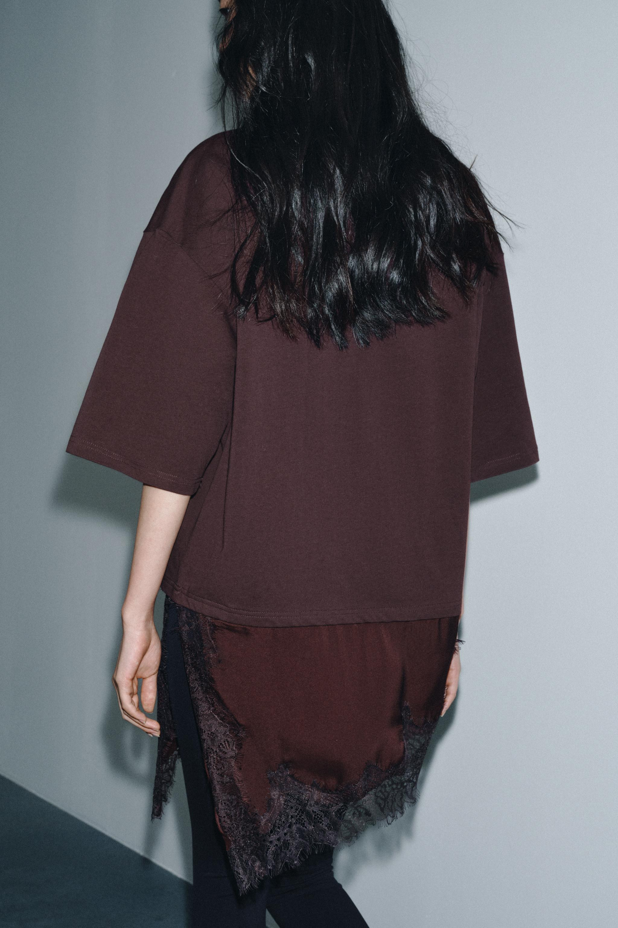 COMBINED LACE T-SHIRT | Zara UK