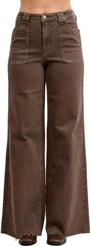 Judy Blue High Rise Retro Wide Leg Yarn Dyed Jeans - Ivory Gem | Amazon (US)