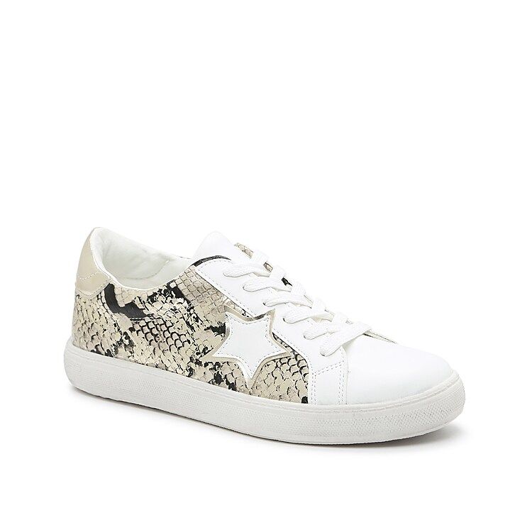 Steve Madden Claris Star Court Sneaker - Women's - White/Beige Snake Print - Size 8 | DSW