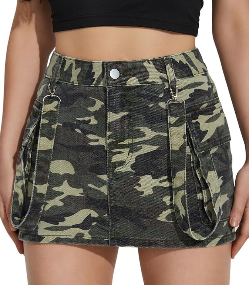 Denim Mini Skirts for Women Summer Shorts Jean Skirt Cargo Short Jeans Skirt Y2K Cute Going Out S... | Amazon (US)