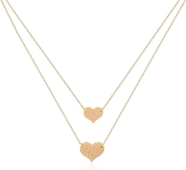 MEVECCO Layered Heart Necklace Pendant Handmade 18k Gold Plated Dainty Gold Choker Arrow Bar Laye... | Amazon (US)