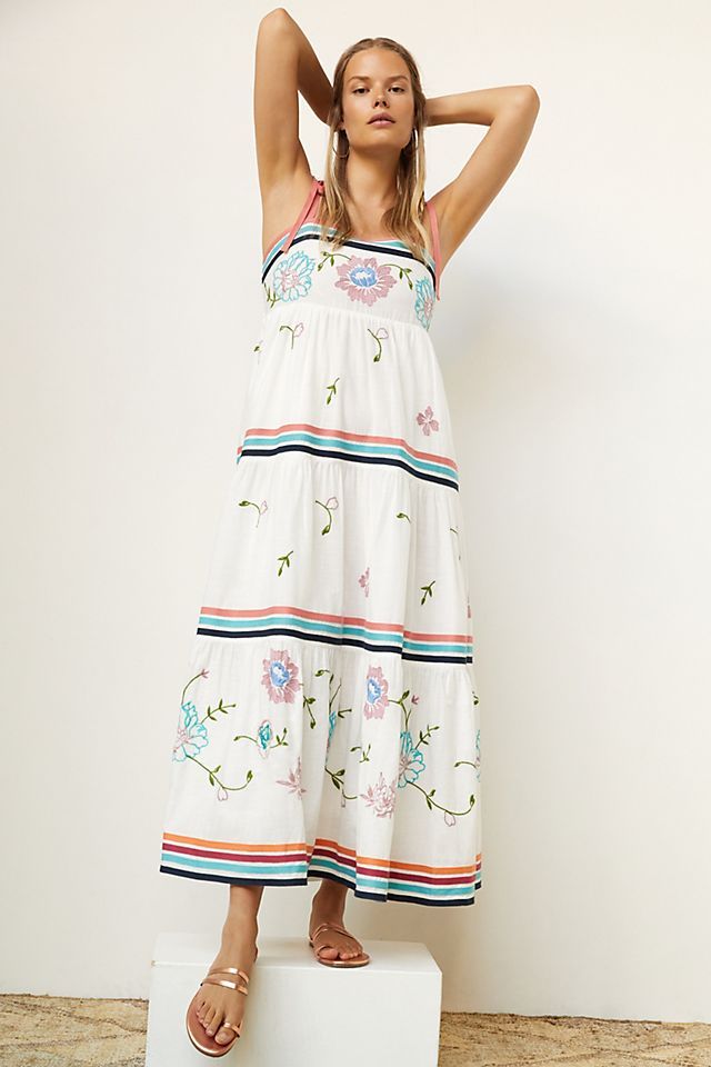 Tiered Embroidered Midi Dress | Anthropologie (US)