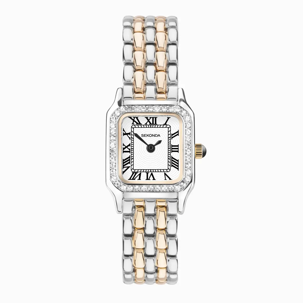 Sekonda Monica Ladies Watch | Two Tone Alloy Case & Bracelet with Stone Set Bezel & White Dial | ... | Sekonda