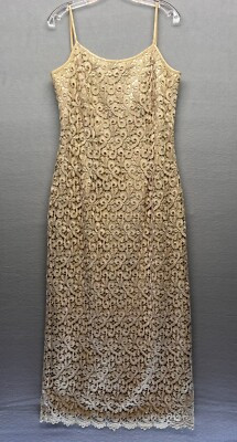 Aspeed girls junior gold lace sleeveless maxi formal dress with shawl size 13-14 | eBay | eBay US