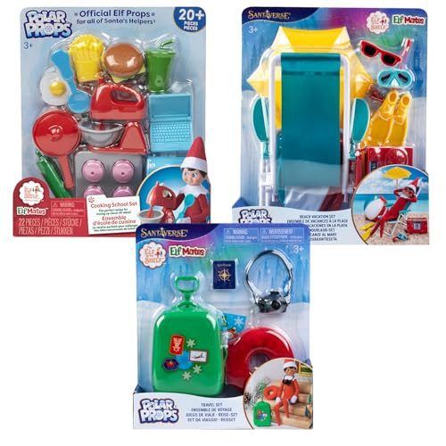 The Elf on The Shelf Polar Props Bundle of 3: Cooking School Set, Travel Set, and Beach Vacation Set | Amazon (US)