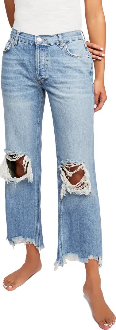 Free People Maggie Ripped Ankle Straight Leg Jeans | Nordstrom | Nordstrom