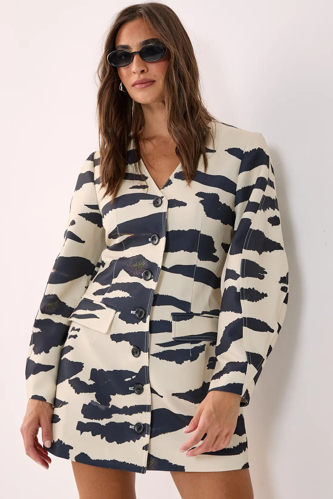 Tiger Plunge Cocoon Sleeve Tailored Mini Dress | Nasty Gal US