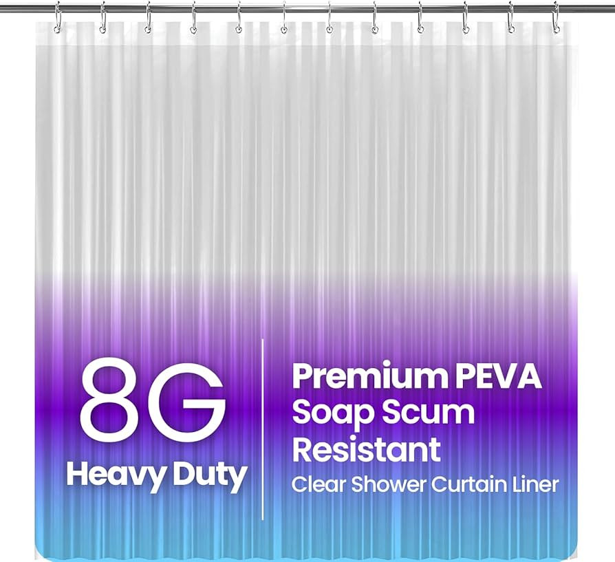 Amazon.com: LiBa Bathroom Shower Curtain - Waterproof Plastic Shower Curtain Premium PEVA Non-Toxic with Rust Proof Grommets Clear 8G Heavy Duty Bathroom Accessories 72x96 : Home & Kitchen | Amazon (US)