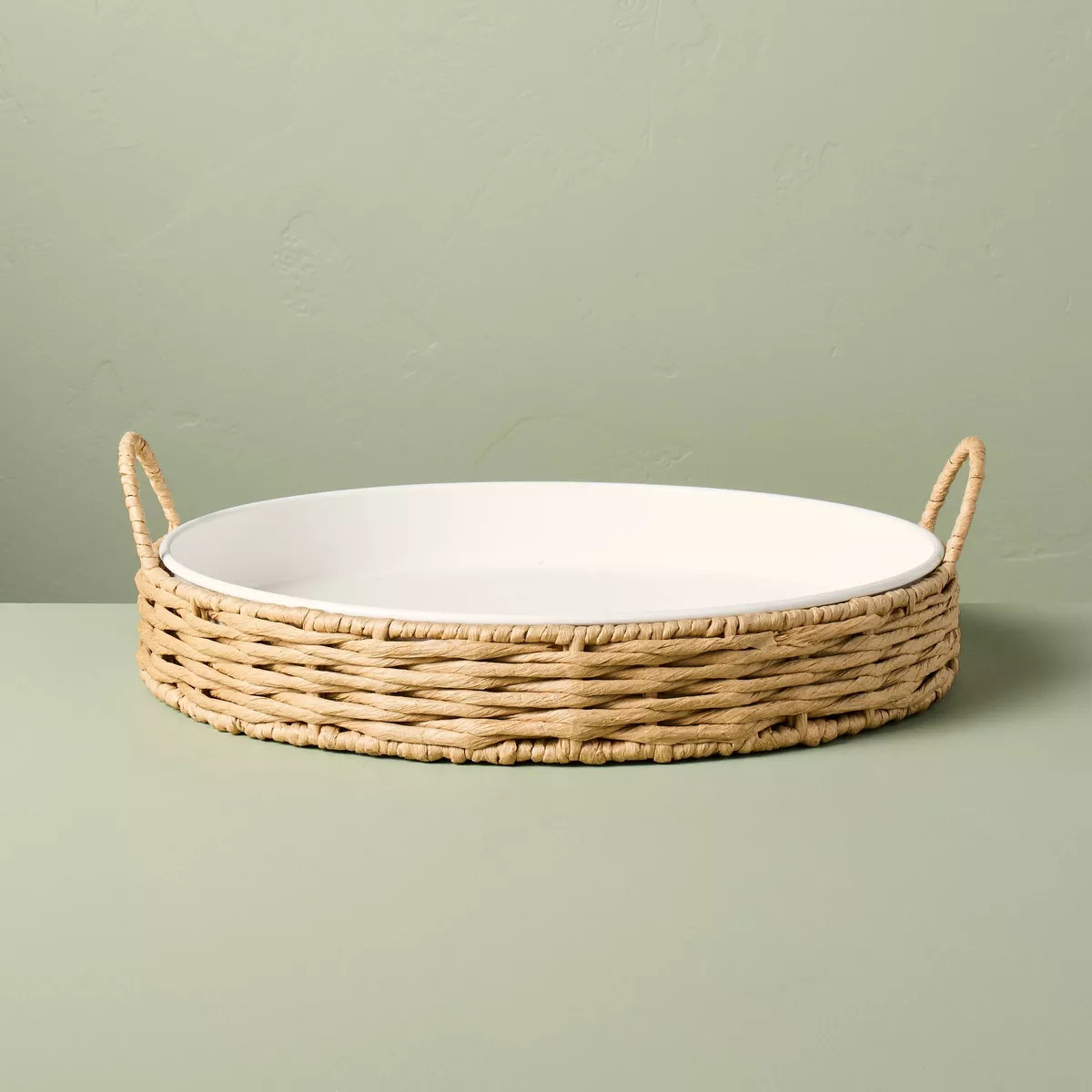 Woven Paper Round Serve Tray White/Tan - Hearth & Hand™ with Magnolia | Target