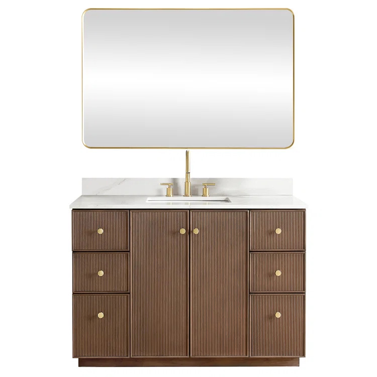 Birch Lane™ Rally 48'' Free Standing Single Bathroom Vanity with Calacatta Quartz Top with Mirr... | Wayfair North America
