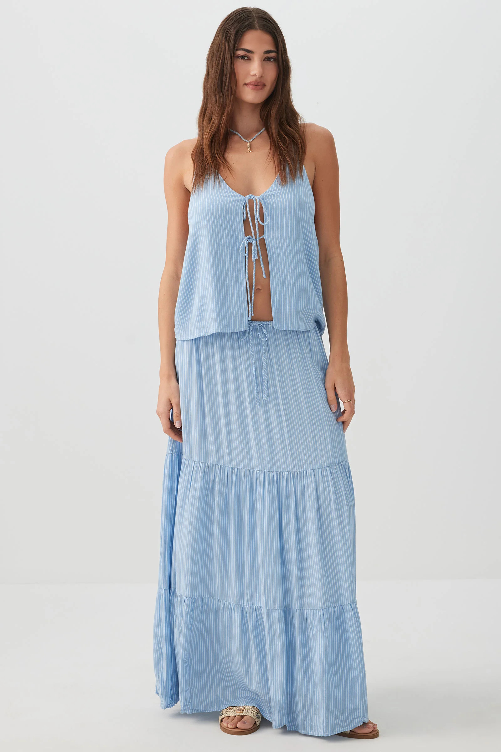 Crinkled Tiered Maxi Skirt | Ardene