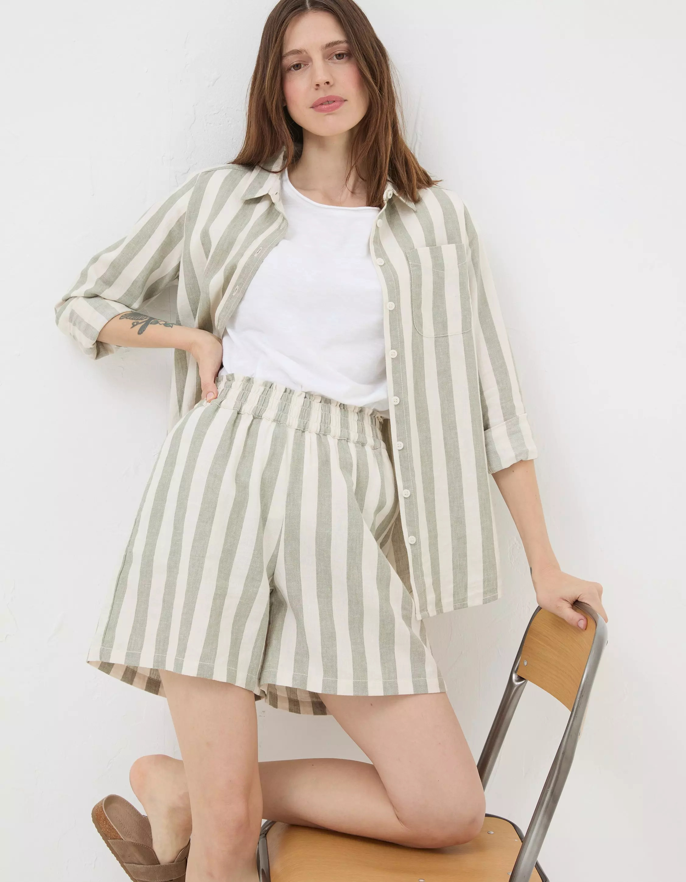 Tadley Stripe Linen Blend Shorts | Fat Face (UK&IE)